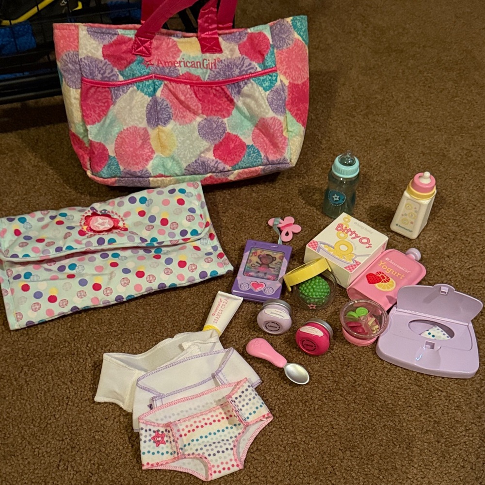 American Girl diaper bag and Doll Care Set
